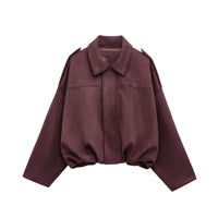 MARA | ELEGANT SUEDE LOOSE JACKET Burgundy