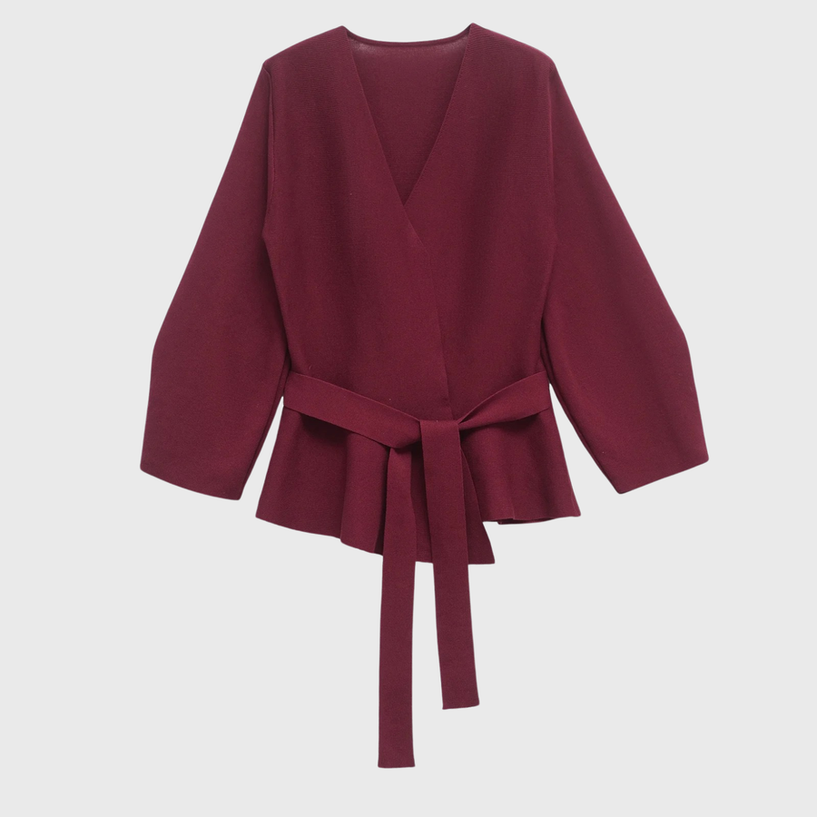 MAZE | TIED CARDIGAN Burgundy