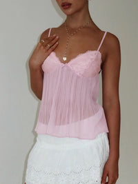 NOBLE | LACE PLEATED TOP Pink