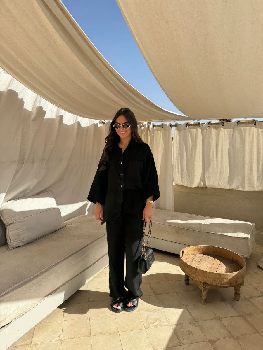 NOBU | LINEN SET Black