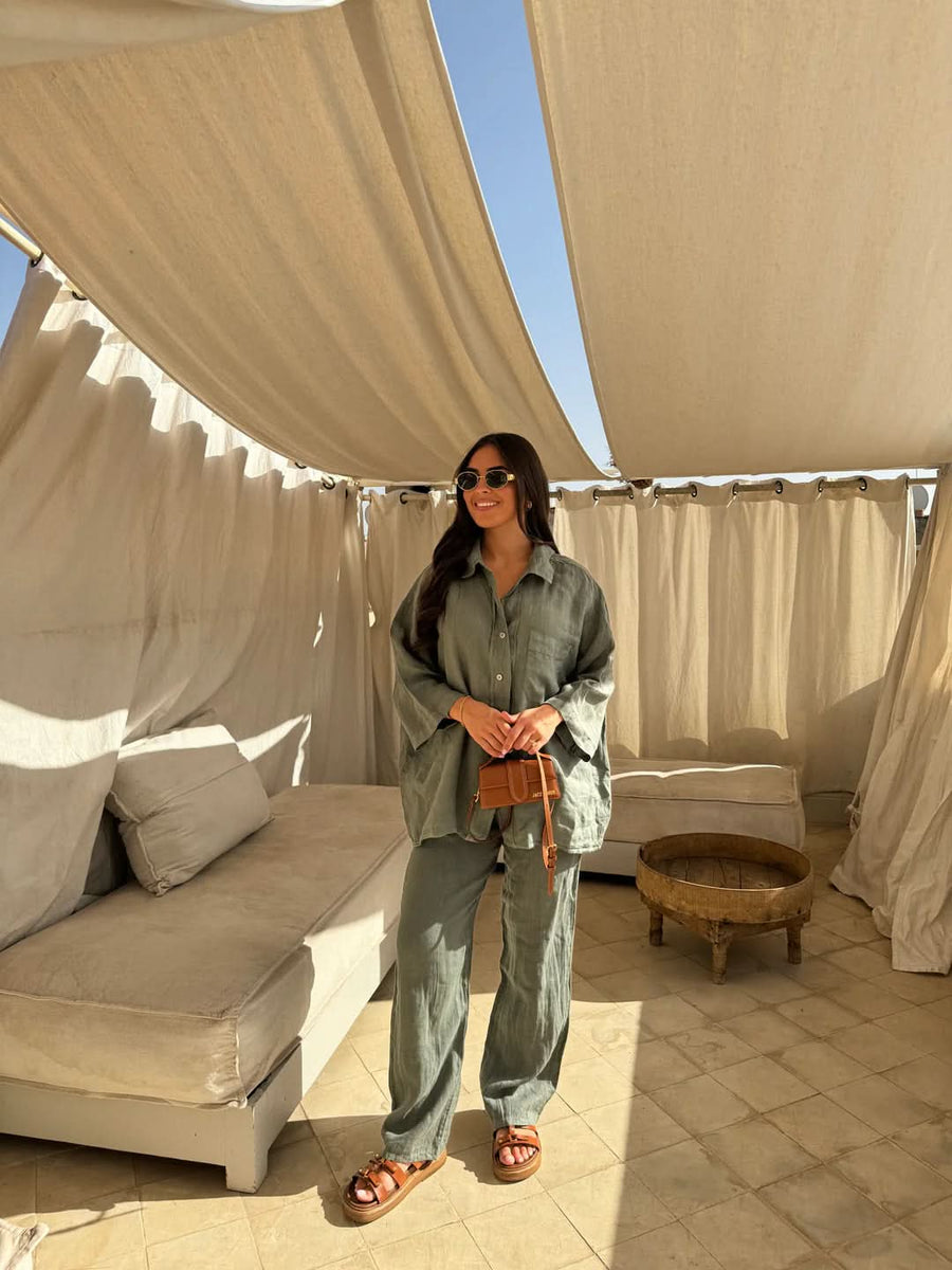 NOBU | LINEN SET Green