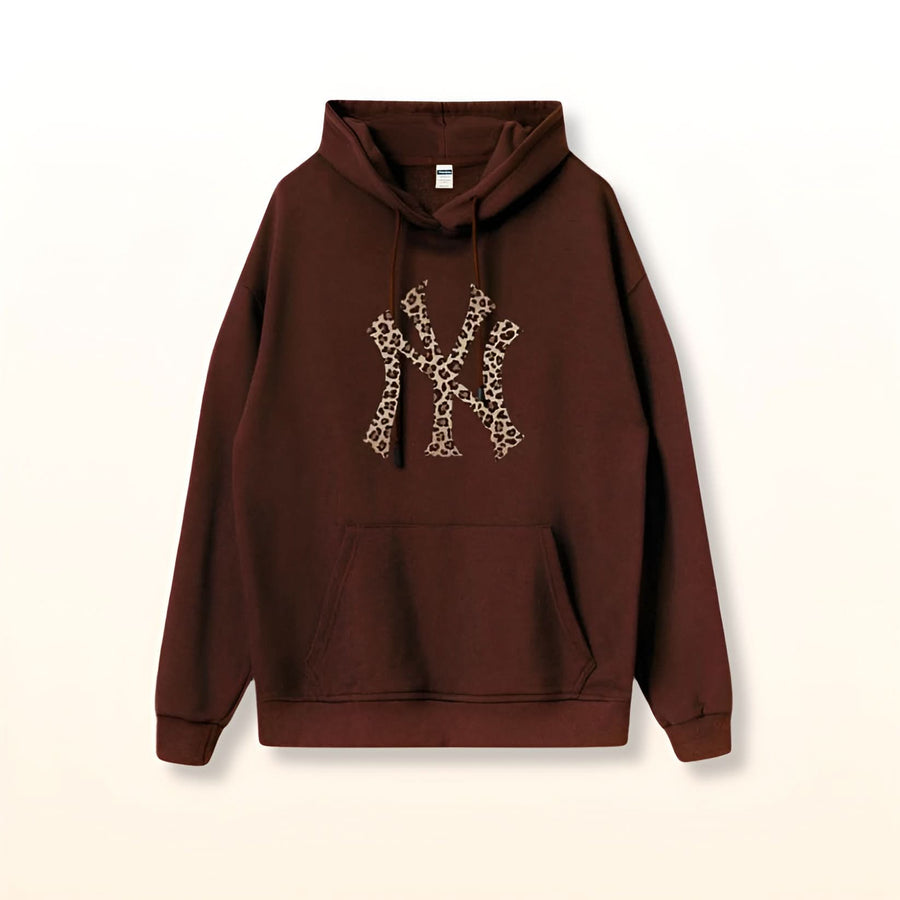 JUNIPER | NY LEOPARD HOODIE brown
