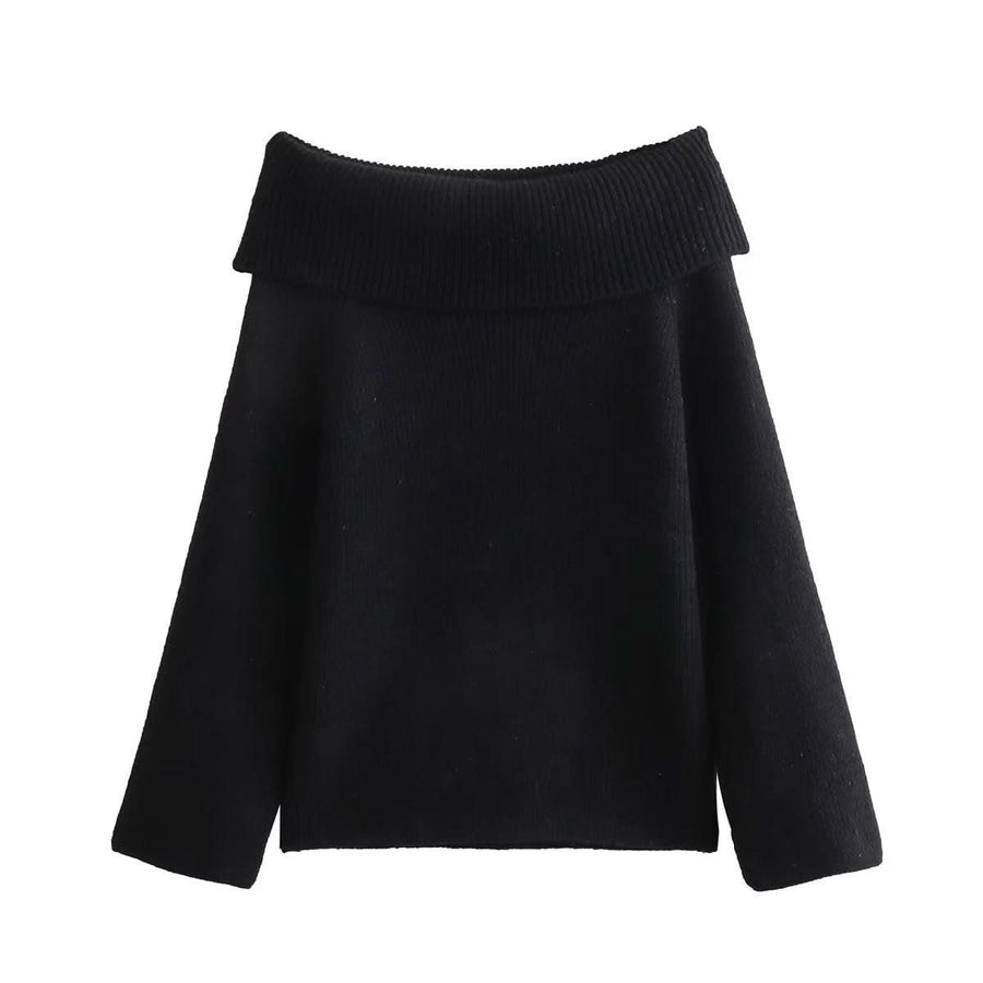 SCARLETT | KNIT OFF-SHOULDER SWEATER black