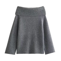 SCARLETT | KNIT OFF-SHOULDER SWEATER gray