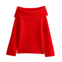 SCARLETT | KNIT OFF-SHOULDER SWEATER red