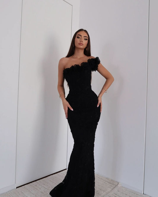 STACY | ASYMMETRCIAL EVENING GOWN Black