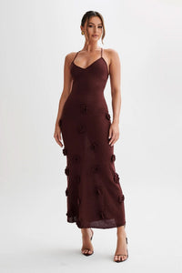 SUKI | FLOWERS MAXI DRESS Brown