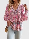 Rosabel | Women's Floral V-Neck Puff Sleeve Blouse