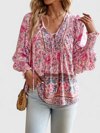 Rosabel | Women's Floral V-Neck Puff Sleeve Blouse