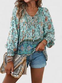 Rosabel | Women's Floral V-Neck Puff Sleeve Blouse