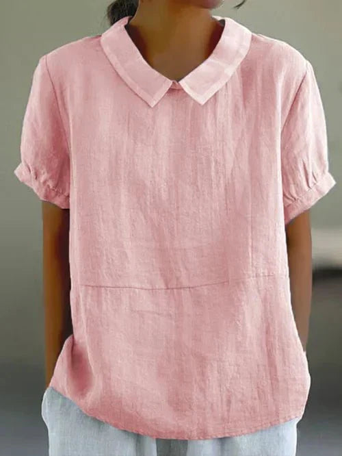 Rosalba | Women's Peter Pan Collar Short Sleeve Blouse