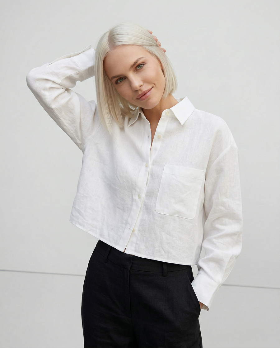 Rosamund | Women's Cropped Oversized Button-Down Shirt