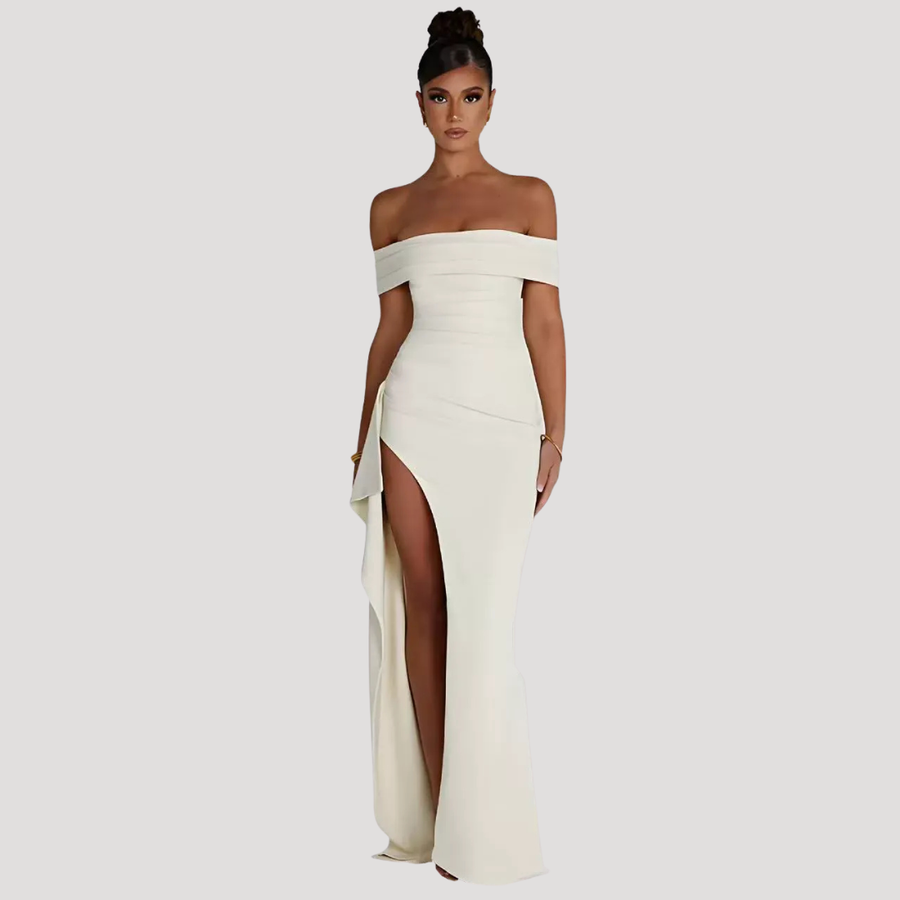 Rosamund | Women's Off Shoulder Ruched Maxi Evening Dress