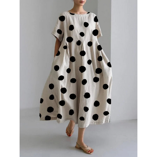 Rosanne | Women's Polka Dot Short Sleeve Midi Dress