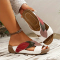 Rosemarie | Women's Slip On Leaf Appliqué Wedge Sandals