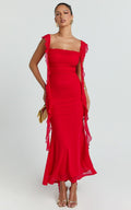 Rosha Maxi Dress Ruffle Strap Dress In Red