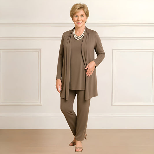 Beatrix - Cosy Knit Set – Taupe Brown