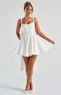 Estelle Bow Mini Dress White