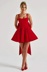 Estelle Bow Mini Dress Red