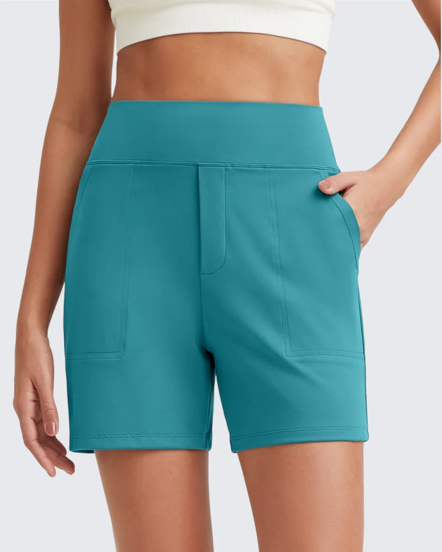 Zeni - High-Waisted Sports Shorts with Deep Pockets