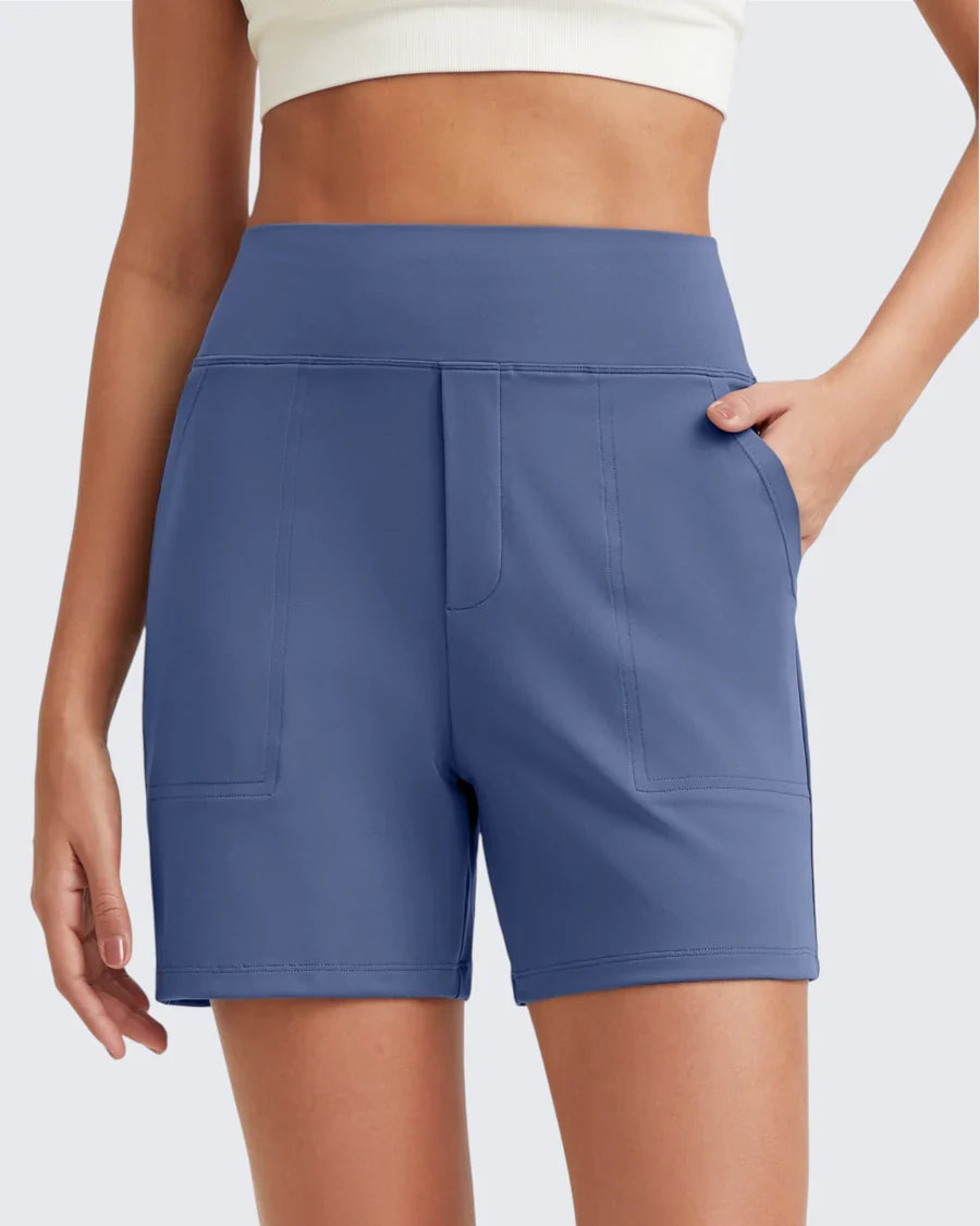 Zeni - High-Waisted Sports Shorts with Deep Pockets