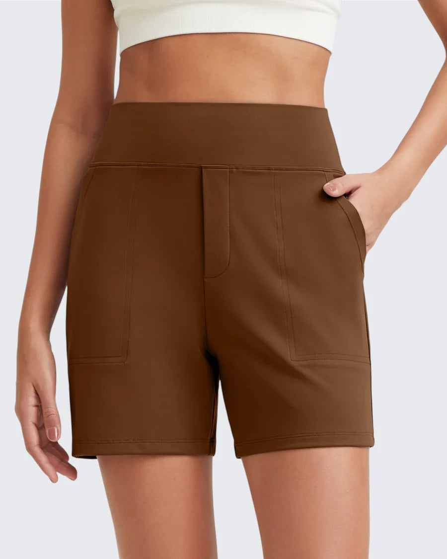 Zeni - High-Waisted Sports Shorts with Deep Pockets