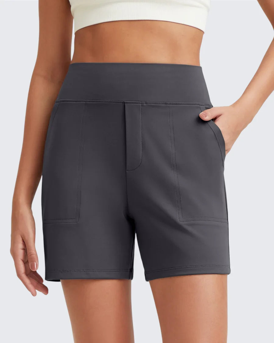 Zeni - High-Waisted Sports Shorts with Deep Pockets