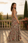 Sage Floral Maxi Dress For Spring Garden Wedding Guest