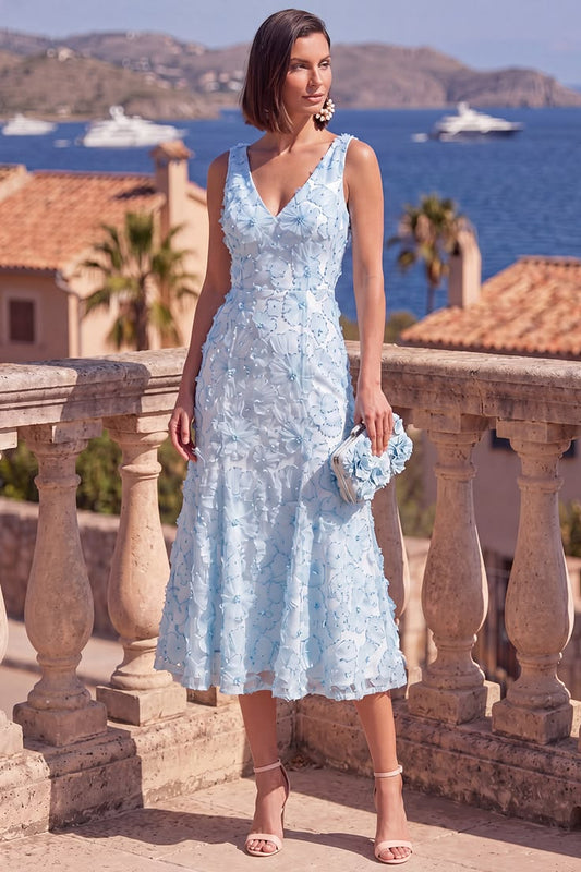 Sage Green Beaded Floral Maxi Mermaid V Neck Wedding Guest Dress Sage