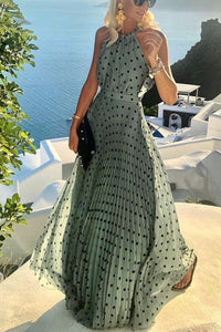 Sage Inhale Love Dot Printing Maxi Dress