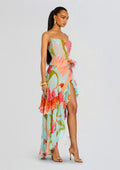 Samara Silk Chiffon Dress Aqua Primavera