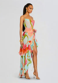 Samara Silk Chiffon Dress Aqua Primavera