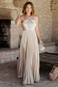 Sandra Pleated Maxi Dress Champagne