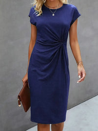 Saoirse | Women's Twist Front Short Sleeve Midi Dress