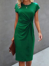 Saoirse | Women's Twist Front Short Sleeve Midi Dress