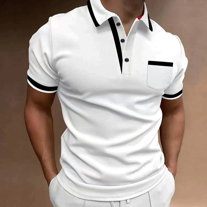 Savio | Men's Slim Fit Short Sleeve Contrast Stripe Polo
