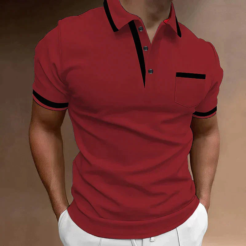 Savio | Men's Slim Fit Short Sleeve Contrast Stripe Polo