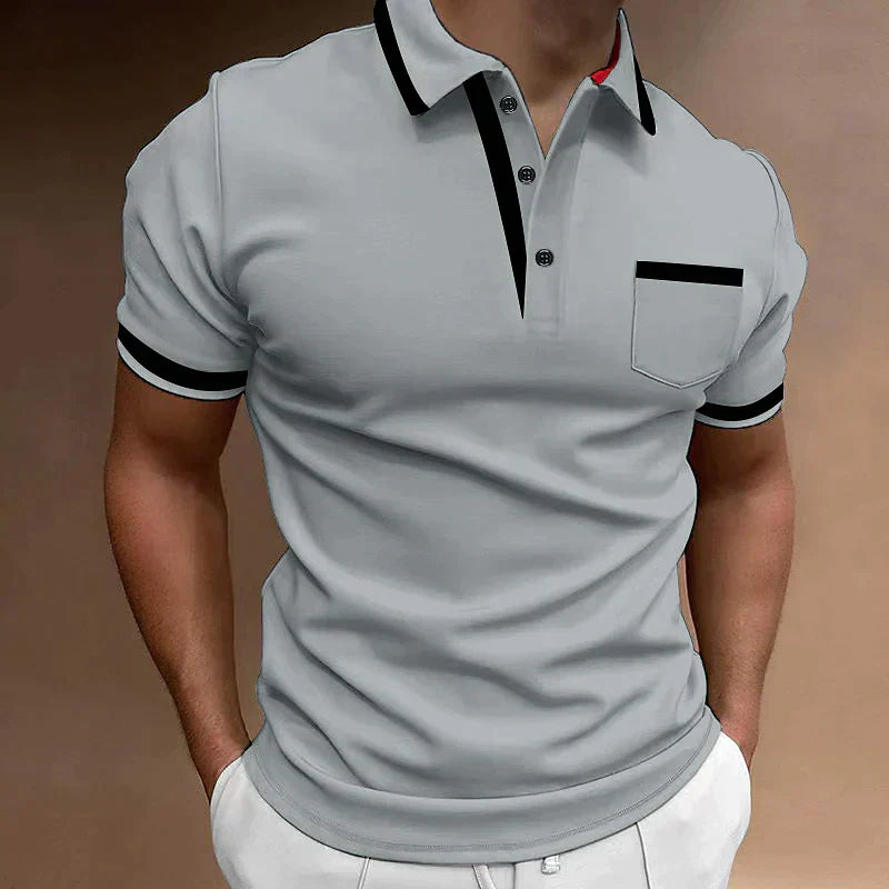Savio | Men's Slim Fit Short Sleeve Contrast Stripe Polo