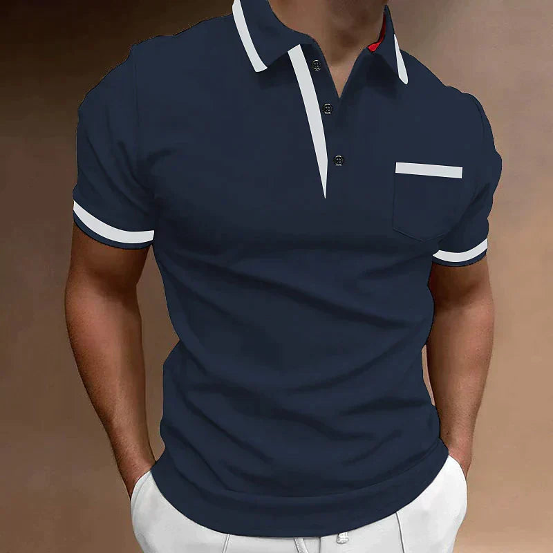 Savio | Men's Slim Fit Short Sleeve Contrast Stripe Polo