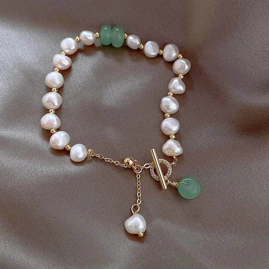 Elysia – Freshwater Pearl & Jade Bracelet