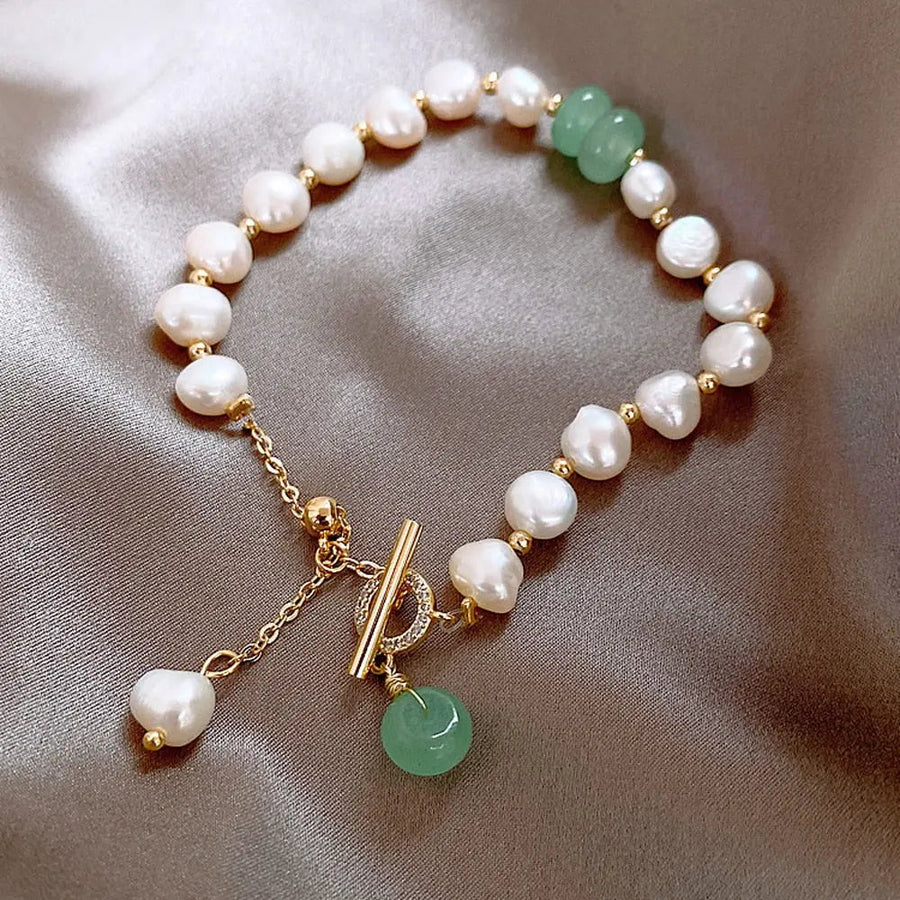 Elysia – Freshwater Pearl & Jade Bracelet
