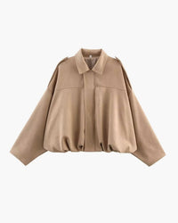 Lara Suede Bomber Jacket Beige