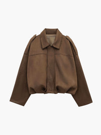 Lara Suede Bomber Jacket Brown