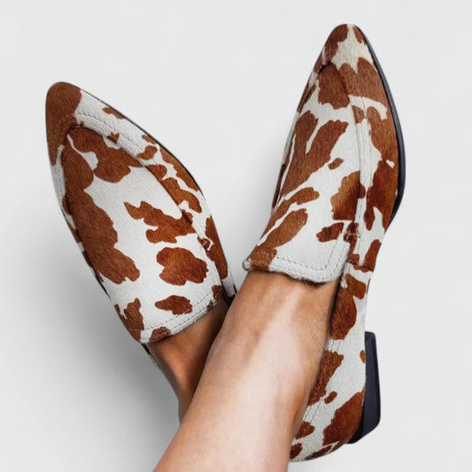 Seraphima | Women's Cow Print Slip-On Loafers