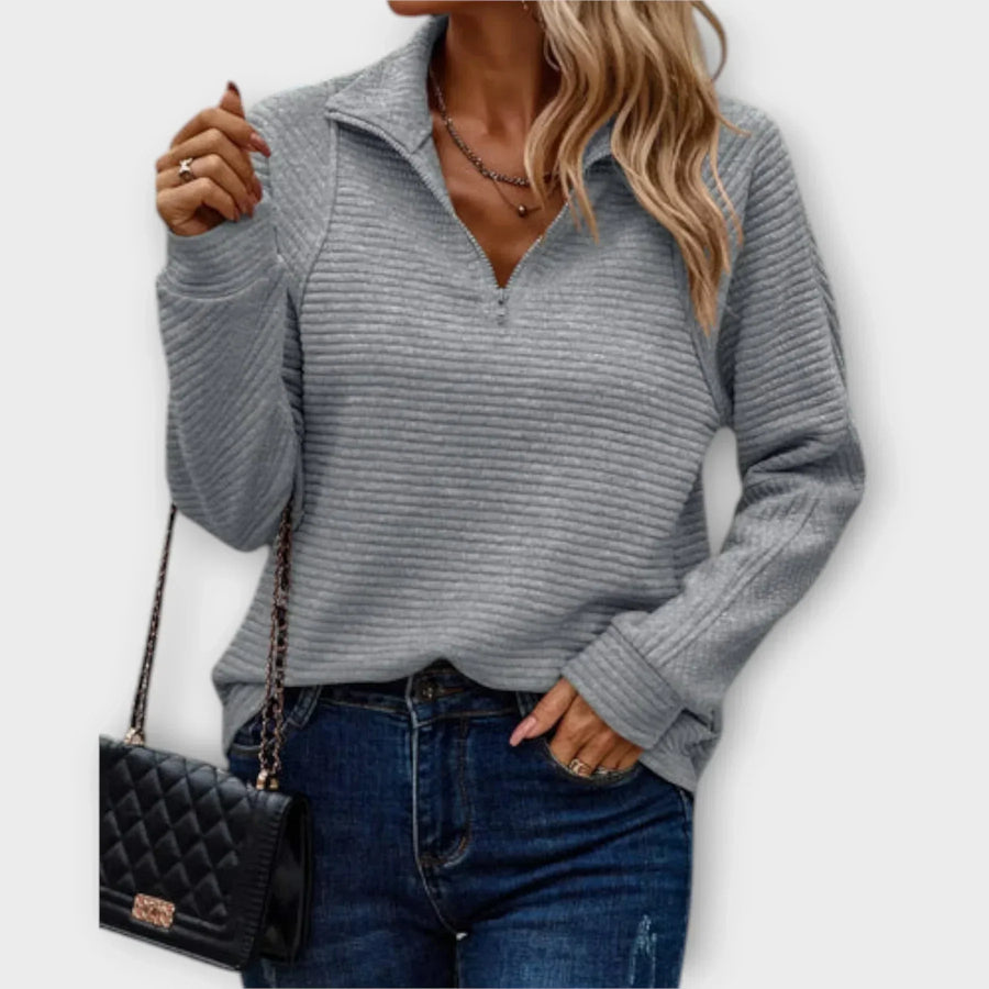 Seraphima | Women's Half Zip Ribbed Long Sleeve Pullover