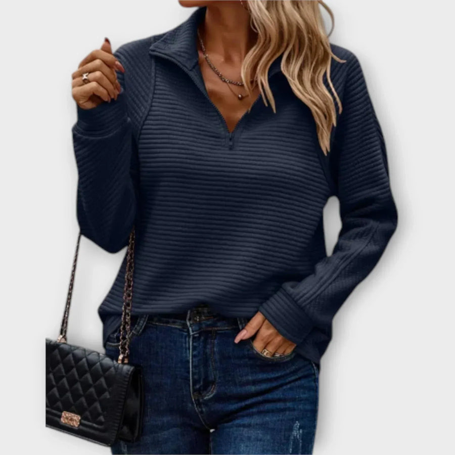Seraphima | Women's Half Zip Ribbed Long Sleeve Pullover