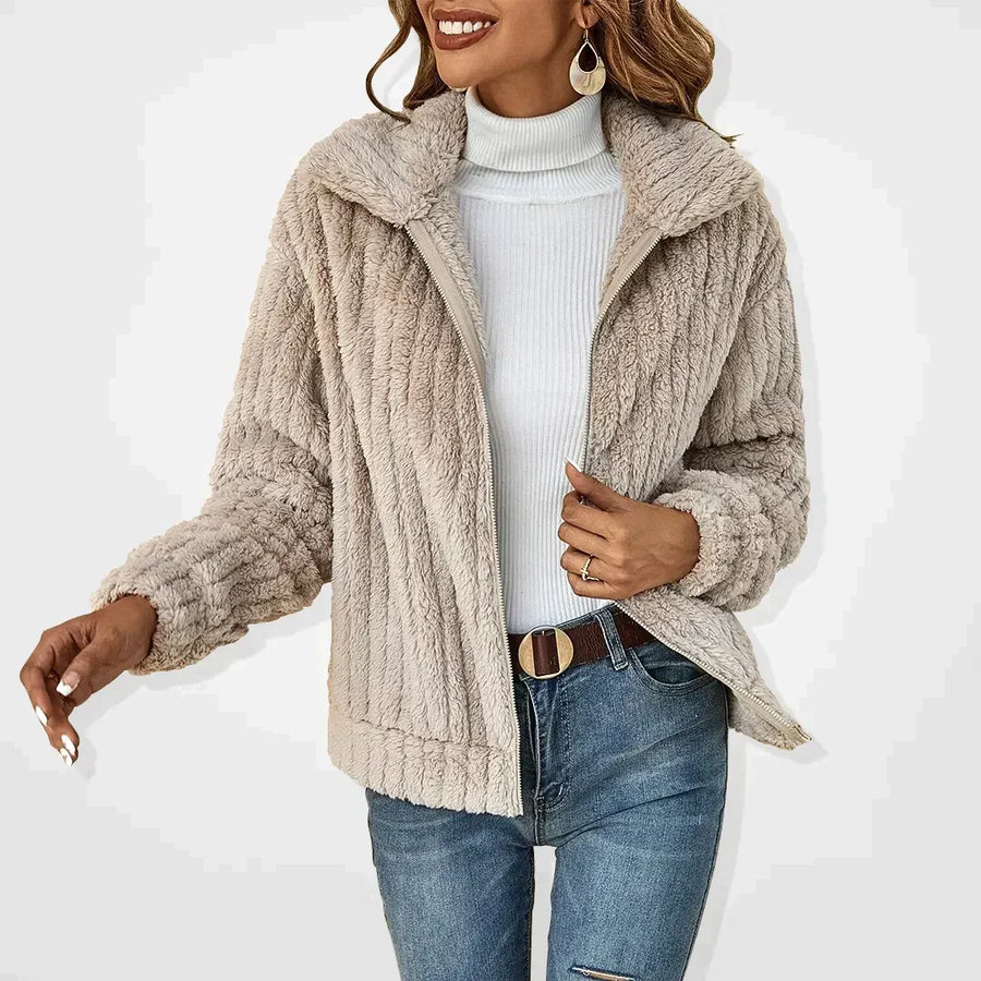 Seraphina | Women's Fuzzy Hooded Zip Up Jacket