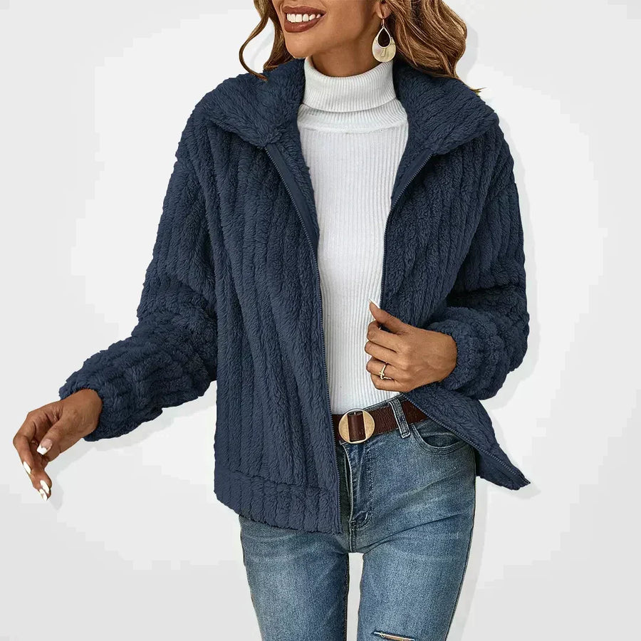 Seraphina | Women's Fuzzy Hooded Zip Up Jacket