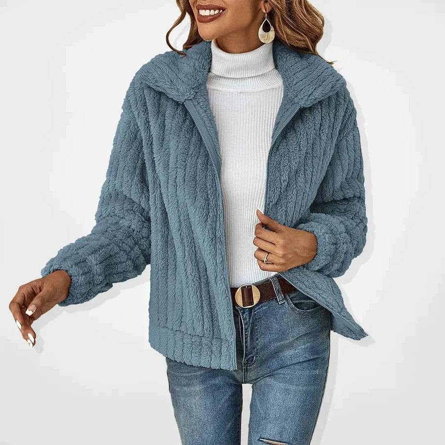 Seraphina | Women's Fuzzy Hooded Zip Up Jacket