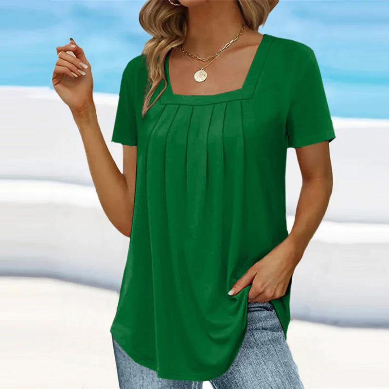 Seraphine | Women's Square Neck Pleated Blouse
